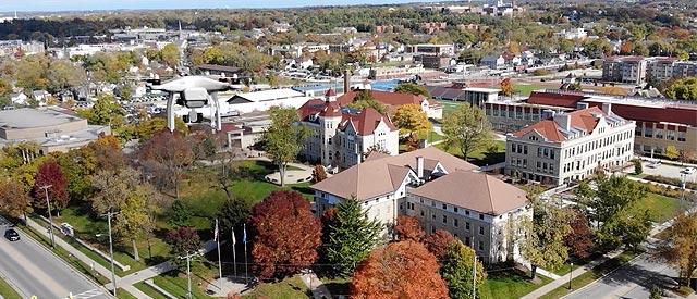 Campus aerial with drone