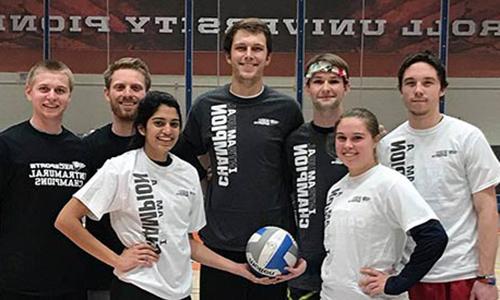a Carroll University intramural volleyball group.